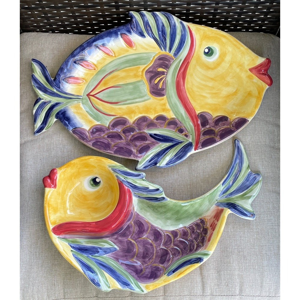 Tabletops Unlimited 'Under the Sea' Pattern Chip & Dip 16" Platter 18" Dori Fish